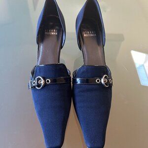 Stuart Weitzman - Navy Pipe kitten type heels - Size 6SS (Slim Slim/Narrow)